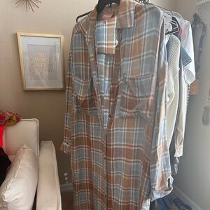 Show Me Your MuMu Plaid Maxi Dress - Blue and Brown